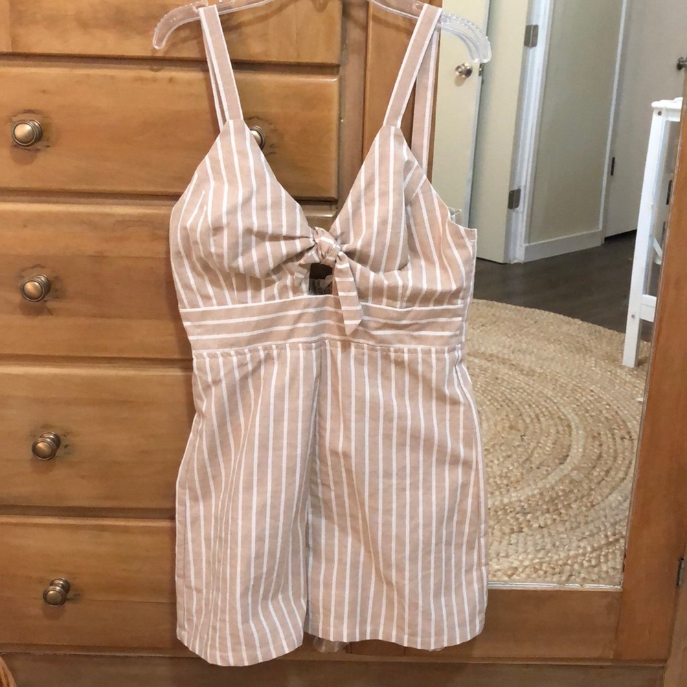 Cream and white stripe romper